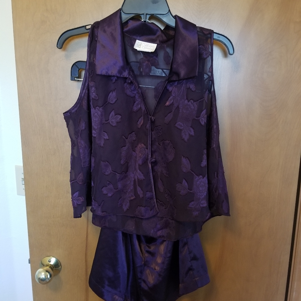 Sheer floral & satin sleep set, vintage